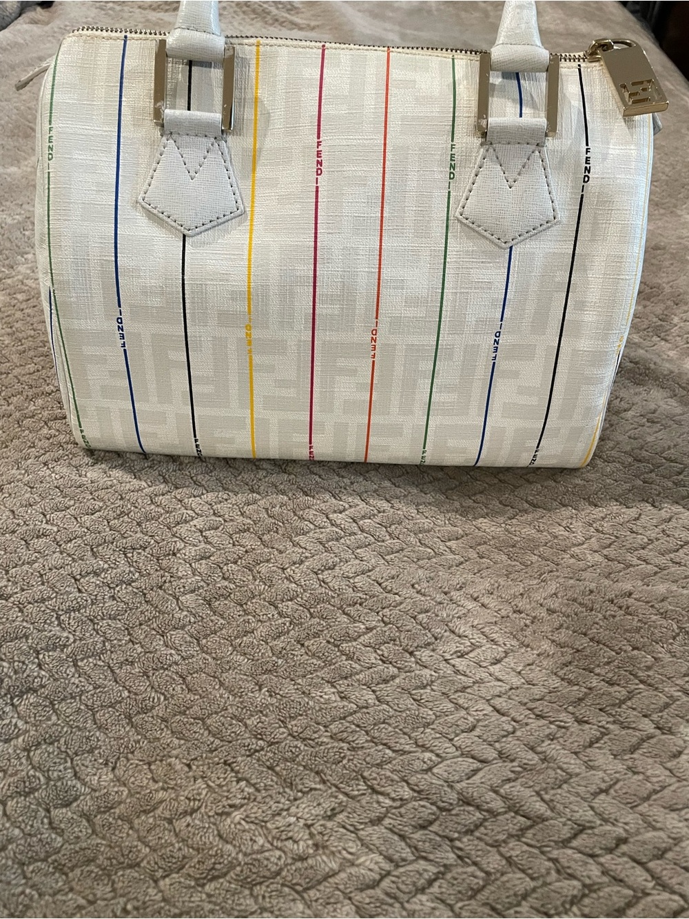 Fendi Zucca Spalmati or Forever Bauletto Boston bag